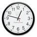 Wall Clock, 12", Plastic, Black Frame/White Dial
