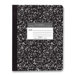 Composition Book, Unruled, 50 Sheets, 9-3/4"x7-1/2", Black Cover.