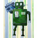 Patchwork Donka Loves 80s Music Robot Canvas Print by Liz Clay