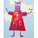 Patchwork Zorba Loves Flowers Robot Canvas Print by Liz Clay