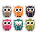 Owl Rubber Magnets (Set of 6)