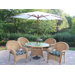 Resin Wicker 5 Piece Dining Set with Cushions and Umbrella