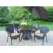 Elite Resin Wicker 5 Piece Dining Set with Cushions and Umbrella