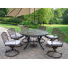 Stone Art 7 Piece Dining Set with Cushions and Umbrella