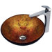 Eastern Sun Glass Vessel Sink and Round-Edged Faucet Set
