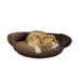 Velvet Microfiber Bolster Dog Bed in Brown