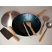 7 Piece 14" Preseasoned Flat Bottom Wok Set