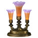 Victorian Pond Lily Three Light Mantelabra Accent Lamp in Amber / Purple