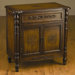 Two Drawer Cabinet with Carved Design in Medium Brown