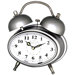 Oval Double Bell Melody Alarm Clock in Glossy Silver