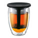Tea for One Double Wall Glass with Strainer in Black