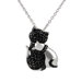 Sterling Silver Black CZ Two Cat Necklace