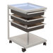 Futura Mobile Storage Cart in Silver, Black and Blue Glass