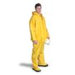 Yellow 0.32 mm Polyester Rain Suit With Welded Seams, Storm Flap Over Snap Front Closure, Detachable Drawstring Hood, Snap Wrists, Snap Ankles And 2 Patch Pockets With Flap
