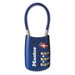 Cable Lock, Combination, 1-1/8", Blue