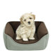 Faux Suede Reversible Rectangular Cuddler Dog Bed in Celedon/Chocolate