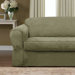 Piped Faux Suede Separate Seat Loveseat Slipcover