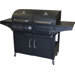 Combination Charcoal & Gas Grill with 3 Burners and Side Burner