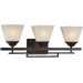 Three Light Vanity with Umber Shade in Antique Bronze
