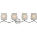 Four Light Vanity Light with White Linen Shade in Brushed Nickel