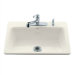 Bakersfield Self Rimming Kitchen Sink in Biscuit with Three Hole Faucet Drilling