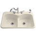 Langlade Smart Divide Self Rimming Kitchen Sink in Almond with Three Hole Faucet Drilling