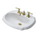 Portrait Self Rimming Bathroom Sink with Single Hole Faucet Drilling