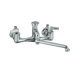 Wall Mount Sink Faucet with Threaded Swing Spout, Vacuum Breaker and Double Lever Handle