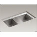 Poise Under-Mount Large/Medium Double-Bowl Kitchen Sink with Mirror Finished Rim