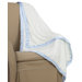 Cream Minky Toddler Blanket with Blue Satin Trim
