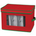 Storage and Organization Holiday Stemware Chest/Flute with Green Trim in Red