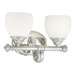 Two Light Bath Vanity with Etched Opal Glass Shade in Polished Nickel