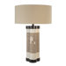 Table Lamp in Gray with White and Black Trim