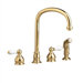 Hampton Two Handle Widespread kitchenFaucet with Side Spray and Metal Cross Handles