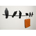 Birds On Wire Wall Coat Rack in Black