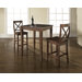 Three Piece Pub Dining Set with Cabriole Leg Table and X-Back Barstools in Vintage Mahogany