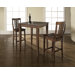 Three Piece Pub Dining Set with Cabriole Leg Table and Shield Back Barstools in Vintage Mahogany