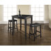 Three Piece Pub Dining Set with Cabriole Leg Table and Saddle Seat Barstools in Black