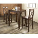 Three Piece Pub Dining Set with Tapered Leg Table and X-Back Barstools in Vintage Mahogany