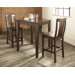 Three Piece Pub Dining Set with Tapered Leg Table and Shield Back Barstools in Vintage Mahogany
