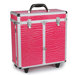 Faux Croc Grooming Tool Case with Wheels in Hot Pink