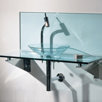 New Generation Transparent Glass L-Shaped Top System with Glass Basin 