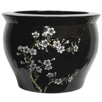 14" Flower Blossom Fish Bowl in Shiny Black