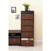 Basic 47" Media Tower with 5-Removable Fabric Bin Multimedia Tabletop Storage
