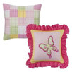 Girls Stripes and Plaids 2 Piece Decorative Pillows in Pink / Green / Yellow
