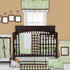Metro 4 Piece Crib Bedding Set in Lime / White / Chocolate