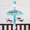 Turquoise Funky Zebra Musical Mobile