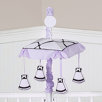 Purple, Black and White Princess 3 Piece Musical Mobile