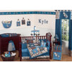 Surf Blue and Brown Tropical Hawaiian Boys Baby 9-Piece Crib Bedding Set