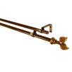 Leaf Double Curtain Rod in Antique Gold